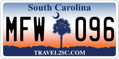 SC license plate MFW096