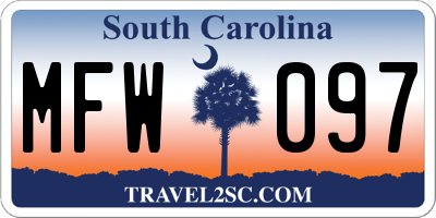 SC license plate MFW097