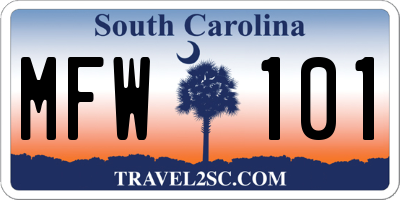 SC license plate MFW101