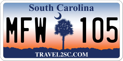 SC license plate MFW105