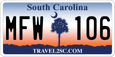 SC license plate MFW106