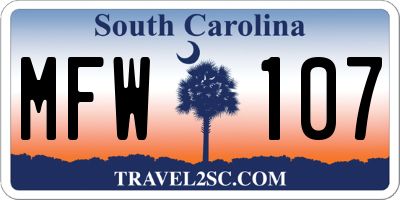 SC license plate MFW107