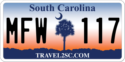 SC license plate MFW117