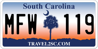 SC license plate MFW119