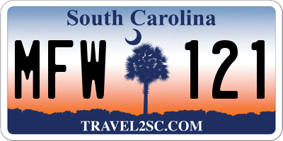 SC license plate MFW121