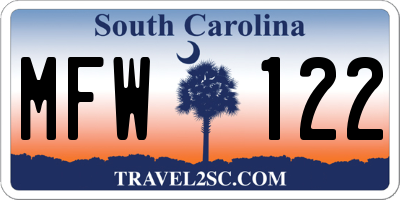 SC license plate MFW122