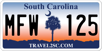 SC license plate MFW125