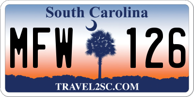 SC license plate MFW126