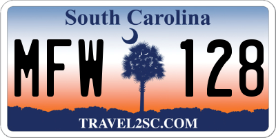 SC license plate MFW128