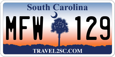 SC license plate MFW129