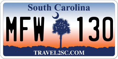 SC license plate MFW130