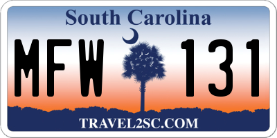 SC license plate MFW131