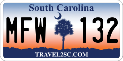 SC license plate MFW132