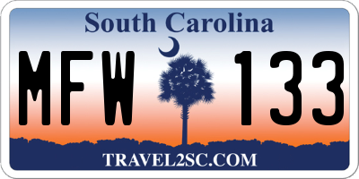 SC license plate MFW133