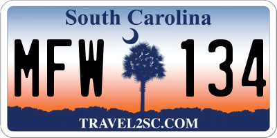 SC license plate MFW134