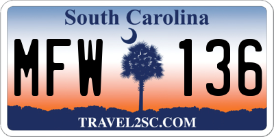 SC license plate MFW136