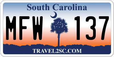 SC license plate MFW137
