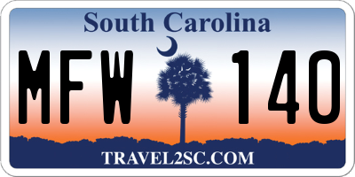 SC license plate MFW140