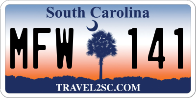 SC license plate MFW141