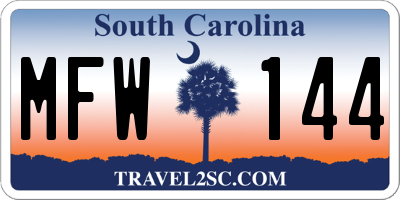 SC license plate MFW144