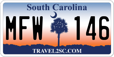 SC license plate MFW146