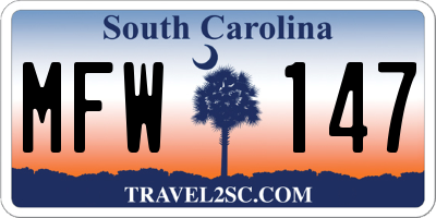 SC license plate MFW147