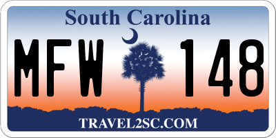 SC license plate MFW148