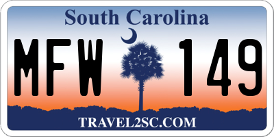 SC license plate MFW149