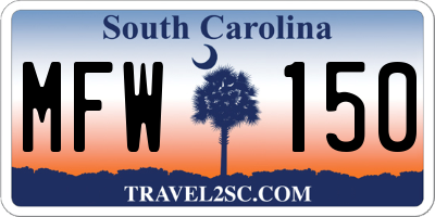 SC license plate MFW150