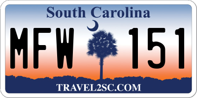 SC license plate MFW151