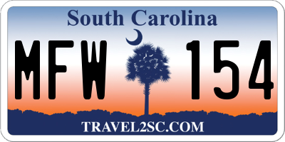 SC license plate MFW154