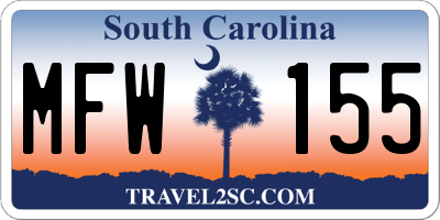 SC license plate MFW155