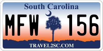 SC license plate MFW156