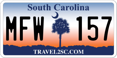 SC license plate MFW157