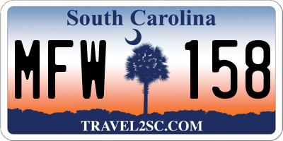SC license plate MFW158