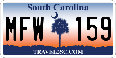 SC license plate MFW159