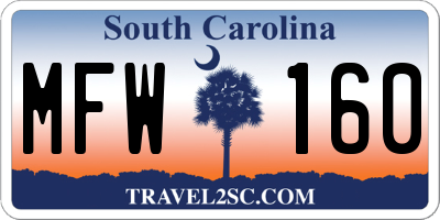 SC license plate MFW160