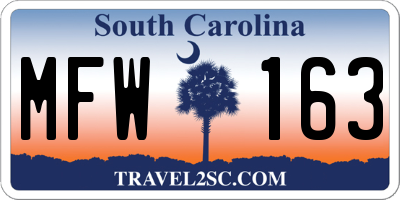 SC license plate MFW163