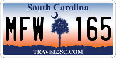 SC license plate MFW165