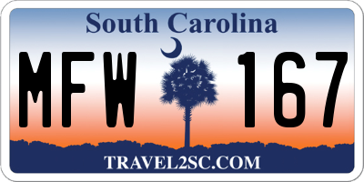 SC license plate MFW167