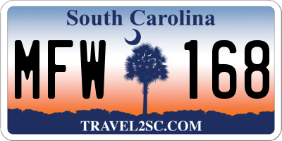 SC license plate MFW168
