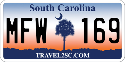 SC license plate MFW169