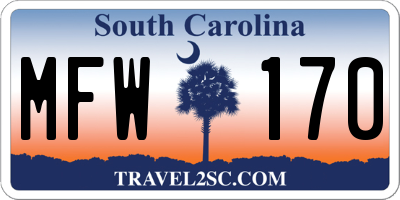 SC license plate MFW170