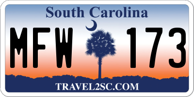 SC license plate MFW173