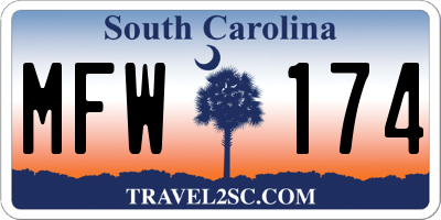 SC license plate MFW174