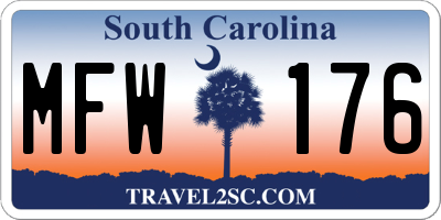 SC license plate MFW176