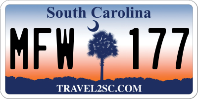 SC license plate MFW177