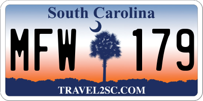 SC license plate MFW179