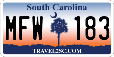 SC license plate MFW183