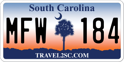 SC license plate MFW184